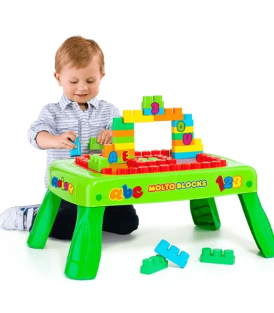 🔧✨ Mesa de Bloques Plegable – Moltó Mesa plegable de construcción infantil de 20 piezas + alacenaje integrado desde 12 meses