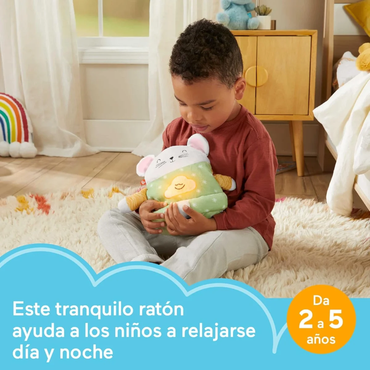 Ratón Medita Conmigo – Fisher-Price Peluche interactivo para enseñar relajación y mindfulness a niños