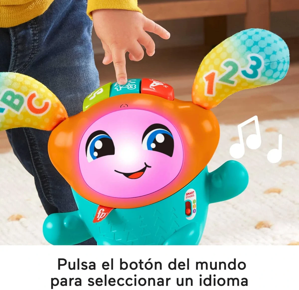Boti Robotito Saltarín – Fisher Price Juguete interactivo multilingüe con rebote, luces, sonidos y aprendizaje por niveles
