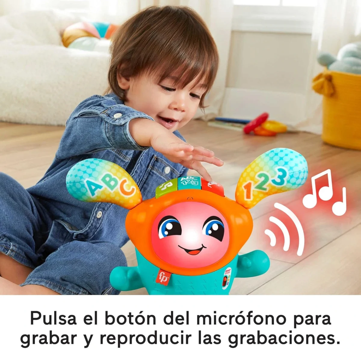 Boti Robotito Saltarín – Fisher Price Juguete interactivo multilingüe con rebote, luces, sonidos y aprendizaje por niveles