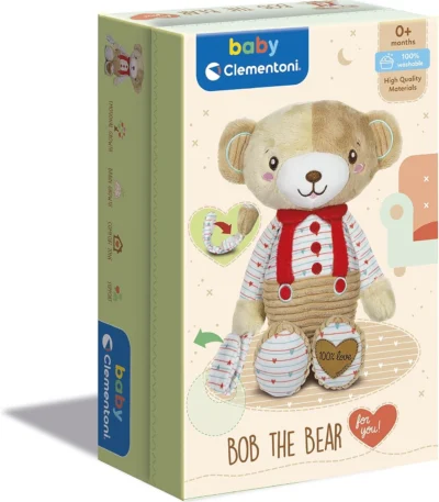 Peluche Bob the Bear – Baby Clementoni Osito de peluche multisensorial y lavable para bebés