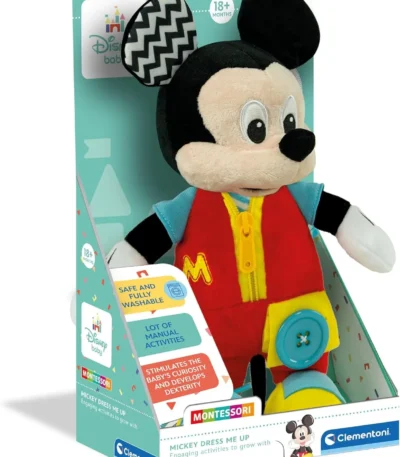 Peluche Baby Mickey Montessori – Clementoni Actividades para aprender a vestirse y desarrollar la autonomía
