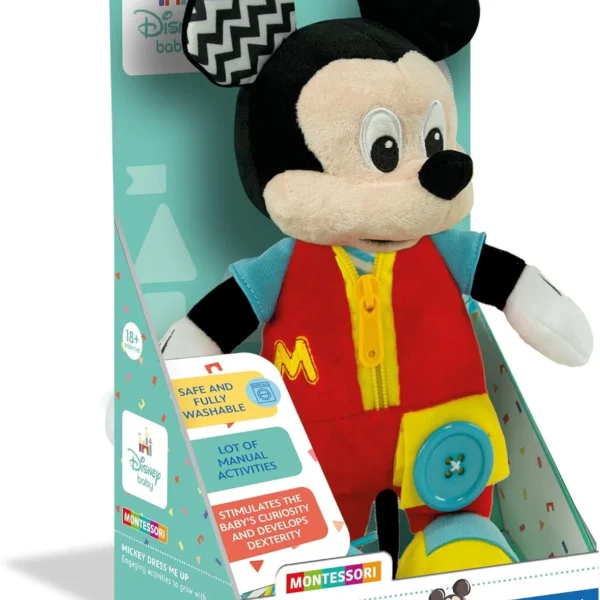 Peluche Baby Mickey Montessori – Clementoni Actividades para aprender a vestirse y desarrollar la autonomía