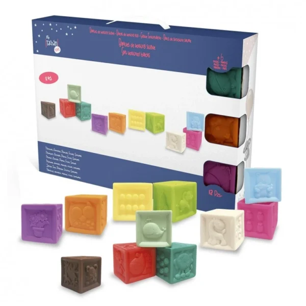 Set de 12 Cubos Blanditos – Tachán Juguete educativo para bebés