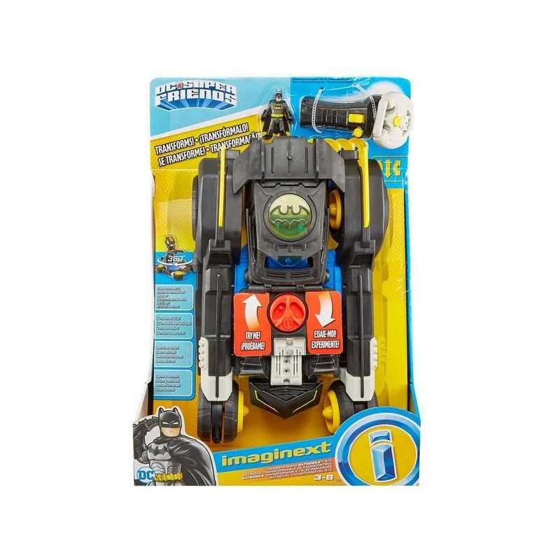 🦇 Batmóvil Transformable RC – Imaginext - Fisher-Price Vehículo radiocontrol con transformación automática y proyectiles 🦇 Batmóvil Transformable RC – Imaginext - Fisher-Price Vehículo radiocontrol con transformación automática y proyectiles