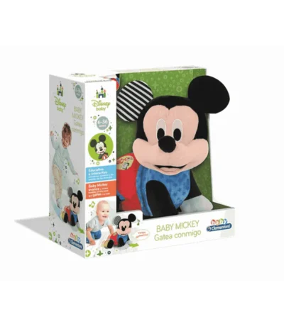 Baby Mickey Gatea Conmigo - Clementoni | Peluche interactivo gateador en español