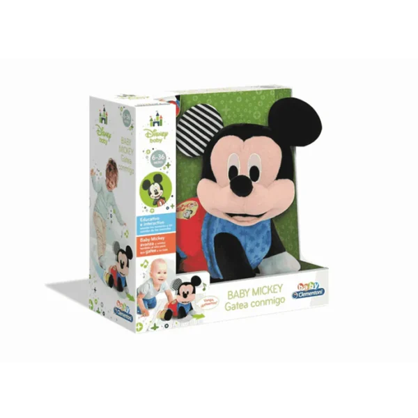 Baby Mickey Gatea Conmigo - Clementoni | Peluche interactivo gateador en español