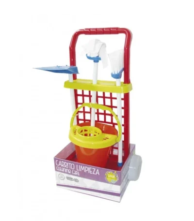 🧼 Carrito de Limpieza Rojo – Tachán Juego simbólico infantil con escoba, fregona y accesorios