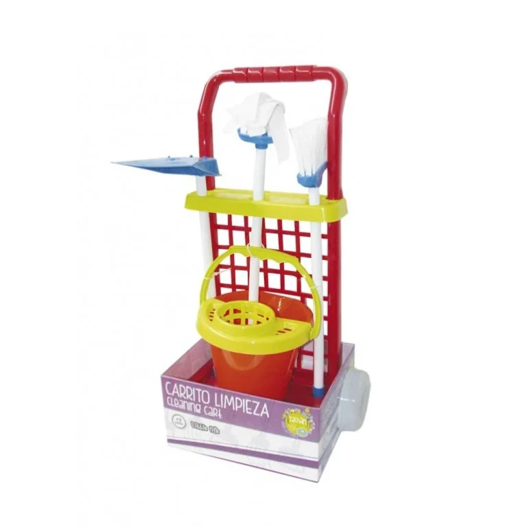 🧼 Carrito de Limpieza Rojo – Tachán Juego simbólico infantil con escoba, fregona y accesorios