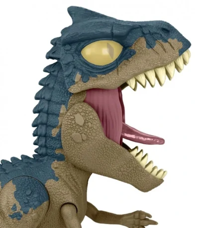 Allosaurus Mega Rugido – Jurassic World: Chomp - Mattel Figura articulada con rugidos dinámicos, mandíbula extensible y accesorio interactivo