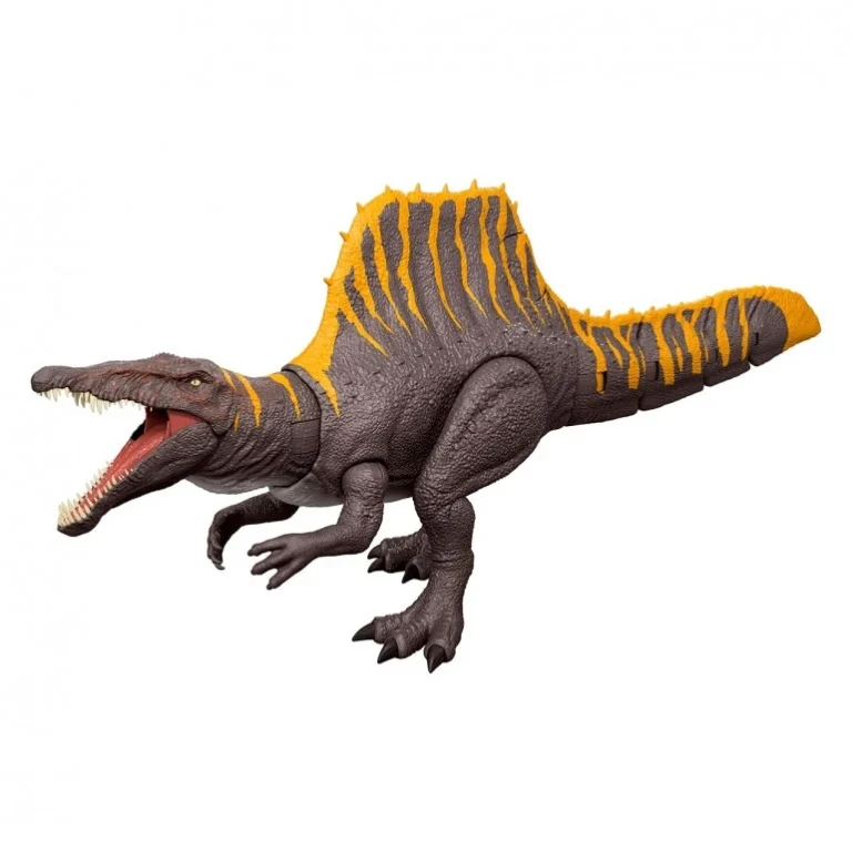 Spinosaurus Cola Destructora – Jurassic World - Mattel Figura de dinosaurio con ataque dual, sonidos y acceso a realidad aumentada