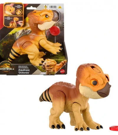 Aquilops – Jurassic World: El Renacer - Mattel | Dinosaurio interactivo con sonidos, movimientos y accesorio de recompensa