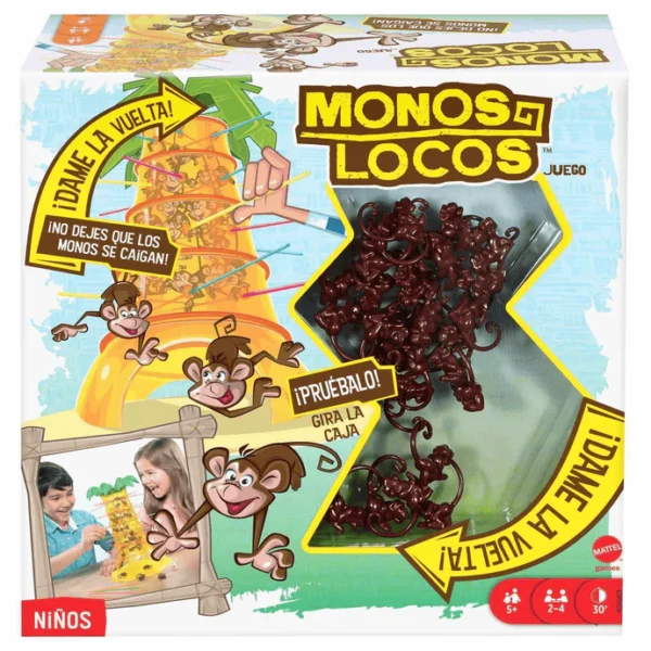 🐒🎉 Monos Locos – Mattel Juego de Mesa Familiar de Habilidad y Equilibrio. El clásico juego de destreza y risas.