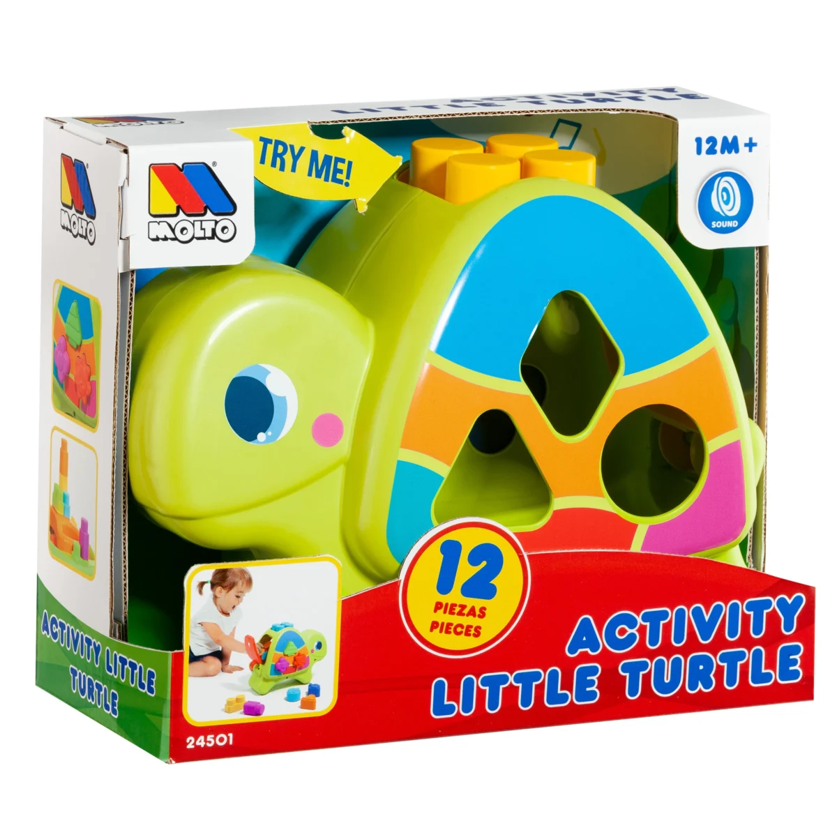 Tortuga Actividades – Molto Juguete educativo interactivo con sonidos, puzzles y bloques