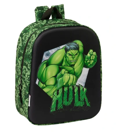 ?? Mochila Guardería Hulk 3D – Marvel - Safta Mochila infantil ligera con efecto 3D. Ideal para cole y guardería