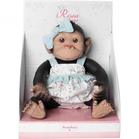 🍼 Mono Reborn – Rosa Toys Bebé mono de 35 cm con pelele y lazo
