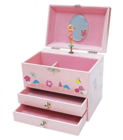 🌸 Caja Musical Joyero con Bailarina – Tachán Joyero infantil con bailarina giratoria, música y 2 cajones