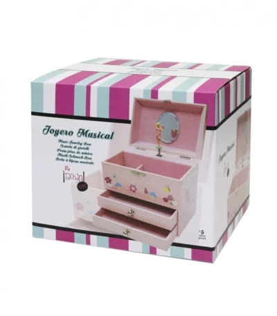 🌸 Caja Musical Joyero con Bailarina – Tachán Joyero infantil con bailarina giratoria, música y 2 cajones