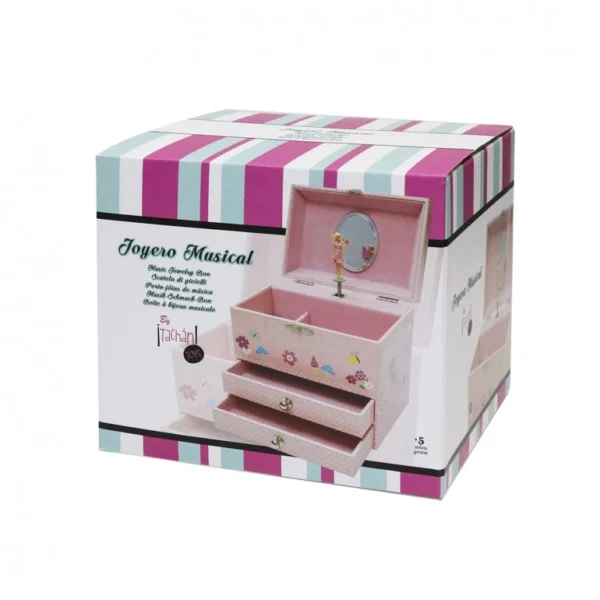 🌸 Caja Musical Joyero con Bailarina – Tachán Joyero infantil con bailarina giratoria, música y 2 cajones