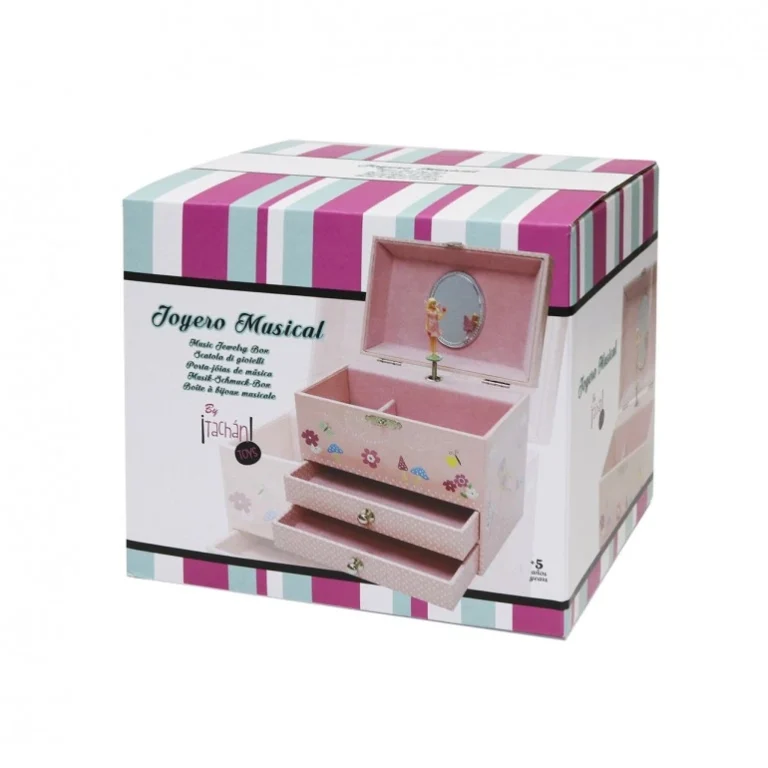 🌸 Caja Musical Joyero con Bailarina – Tachán Joyero infantil con bailarina giratoria, música y 2 cajones